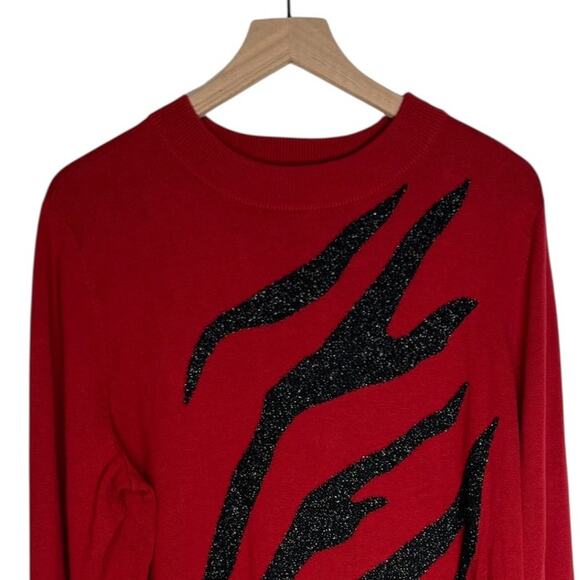 BOB MACKIE Wearable Art Red Long Sleeve Sweater SZ XL - Picture 4 of 8